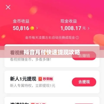 抖音月付提现全攻略，手把手教你手机提现不踩坑